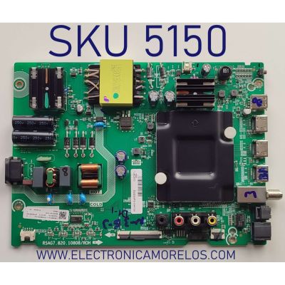 MAIN FUENTE PARA TV HISENSE / NUMERO DE PARTE 298396 / RSAG7.820.10808/ROH / 298397D / 3TE55G2222I2 / TA228G13FL / 55A53FUR/1630 / PANEL HD550Y1U72-T0L2/GM/CKD3A/ROH / DISPLAY HV550QUB-F70 REV.2.0 / MODELO 55R6G	